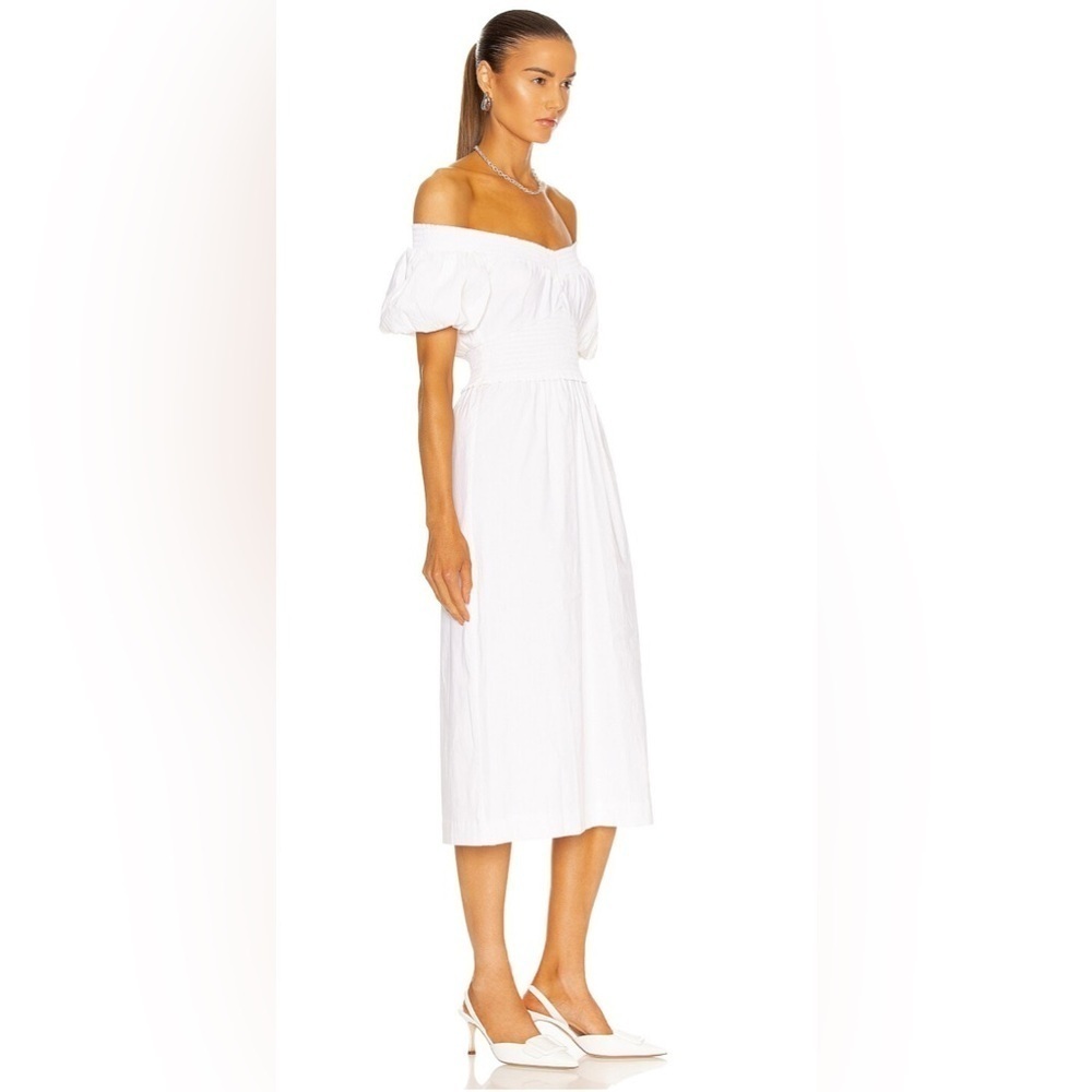 A.L.C. Adena White Off Shoulder Midi Dress Puff Sleeve Size 2 NWT - Picture 8 of 10